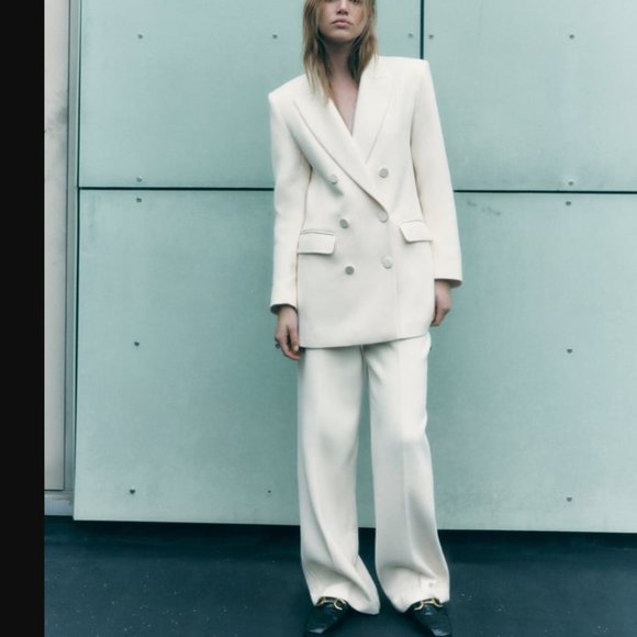 ZARA DOUBLE BREASTED LONG BLAZER COAT JACKET & TROUSERS - Picture 3 of 14